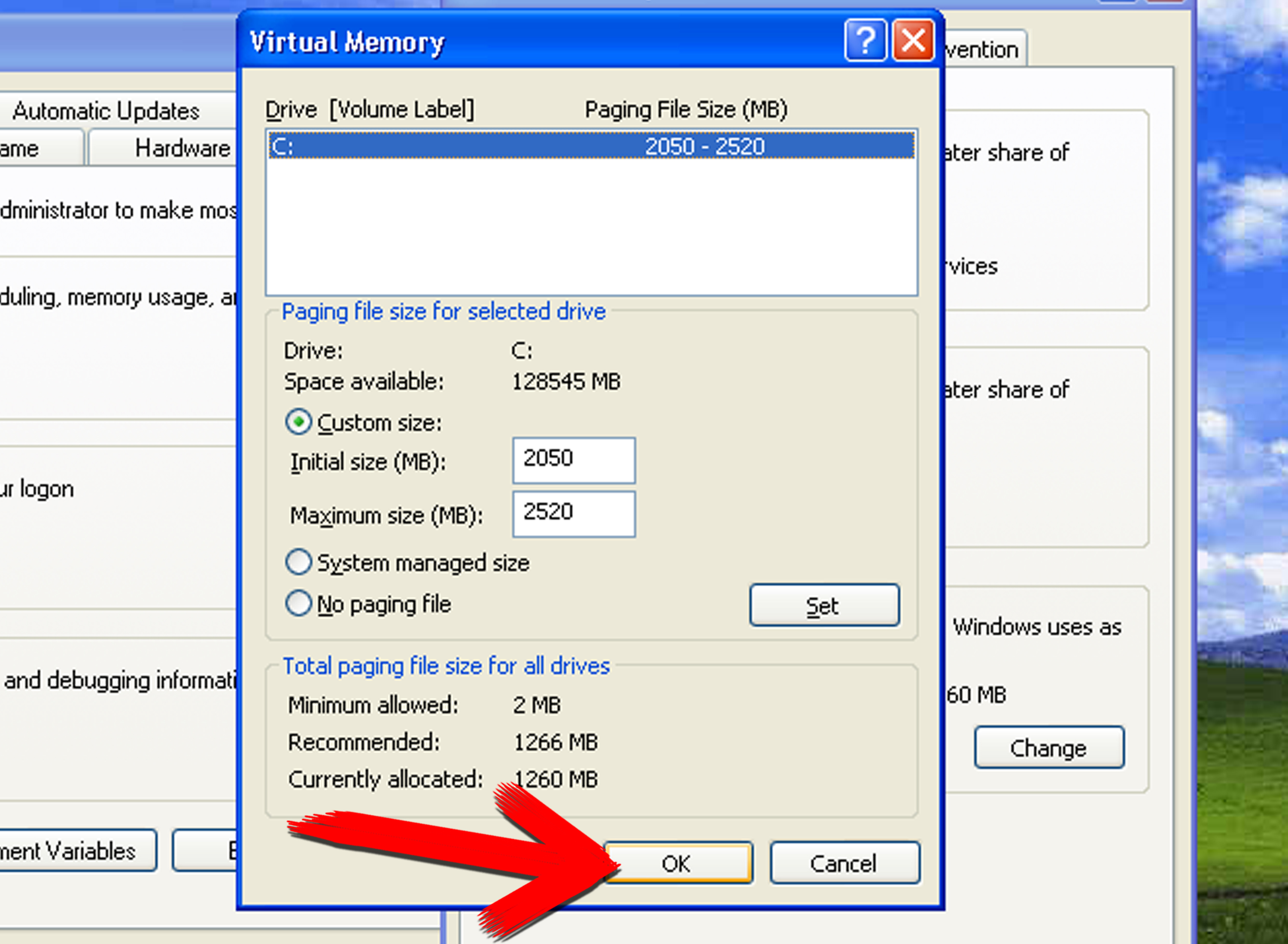 windows xp program too big to fit into memory